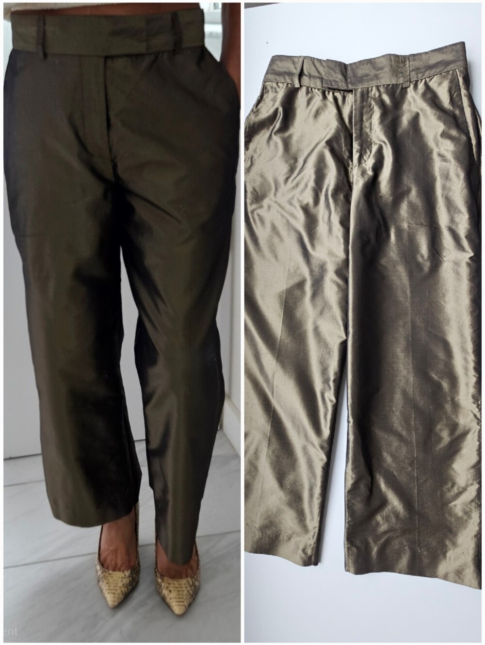 Vintage Cynthia Rowley Metallic Gold Cropped Pants